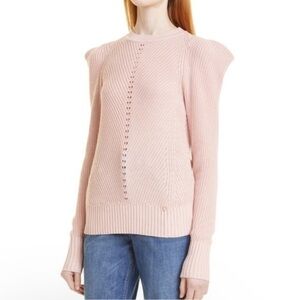Ted Baker Sunnie Light Pink Engineered Long Sleeve Structured Sweater